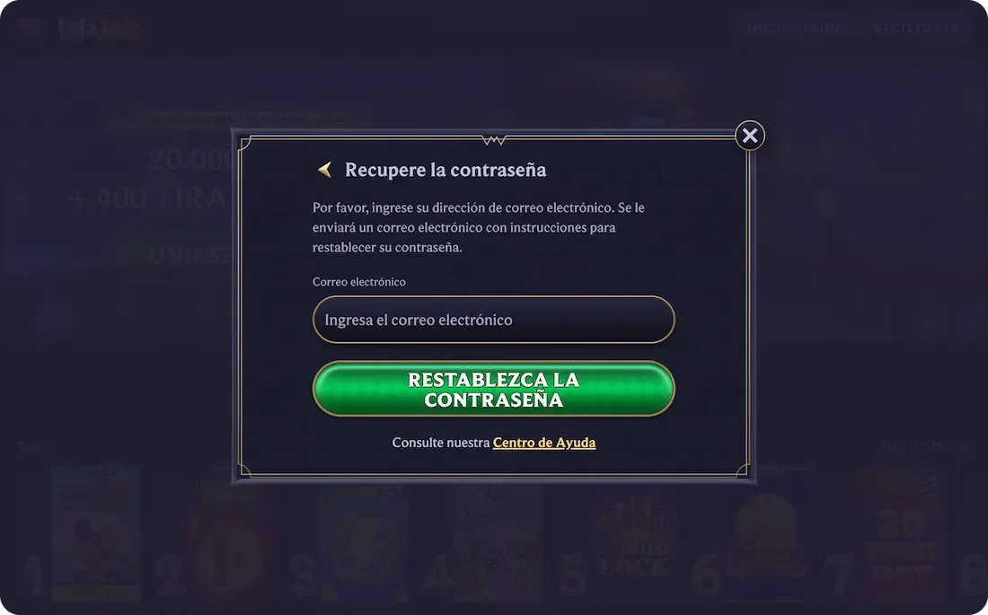 contraseña olvidada del casino lolajack